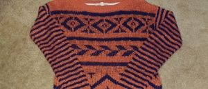 Rewind Orange & Blue Sweater Small